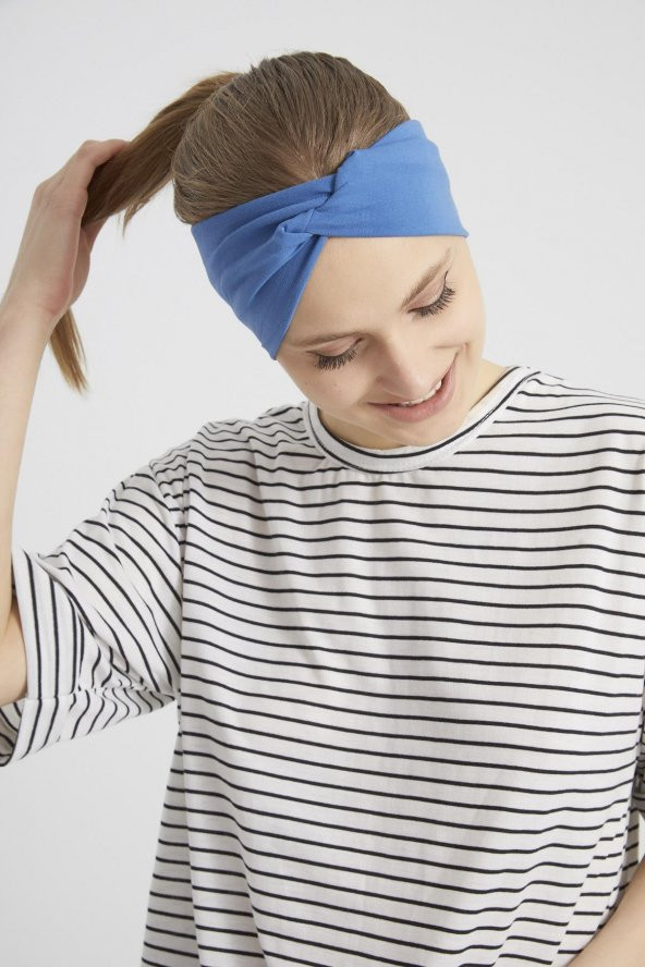 Derin Mavi, butik tasarım Kadın Bandana Saç Bandı, ekstra yumuşak,  Esnek, doğal, pamuklu Penye - 6