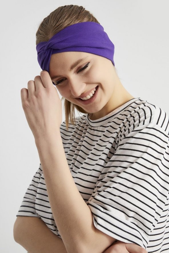 Trend mor, butik tasarım Kadın Bandana Saç Bandı, ekstra yumuşak,  Esnek, doğal, pamuklu Penye - 4