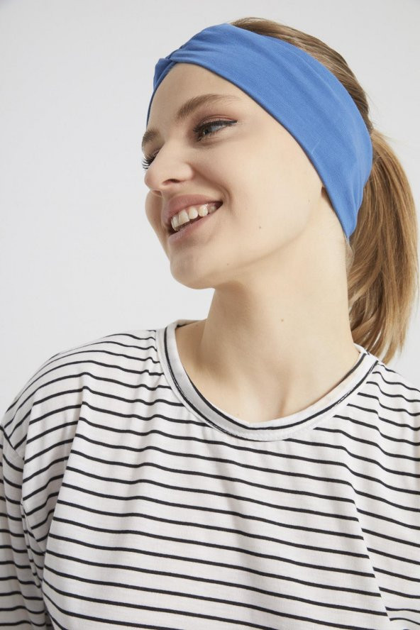 Derin Mavi, butik tasarım Kadın Bandana Saç Bandı, ekstra yumuşak,  Esnek, doğal, pamuklu Penye - 8