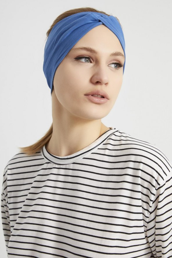 Derin Mavi, butik tasarım Kadın Bandana Saç Bandı, ekstra yumuşak,  Esnek, doğal, pamuklu Penye - 9