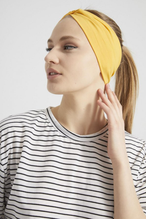 Hardal Sarısı butik tasarım Kadın Bandana Saç Bandı, ekstra yumuşak,  Esnek, Doğal, pamuklu Penye - Resim 6