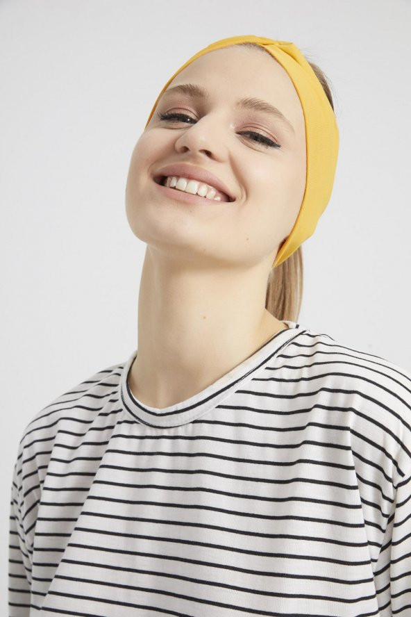 Hardal Sarısı butik tasarım Kadın Bandana Saç Bandı, ekstra yumuşak,  Esnek, Doğal, pamuklu Penye - Resim 7