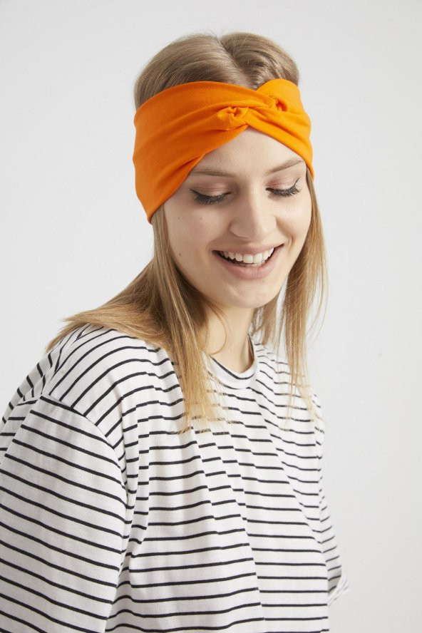 Stil turuncu, butik tasarım Kadın Bandana Saç Bandı, ekstra yumuşak,  Esnek, doğal, pamuklu Penye - 7
