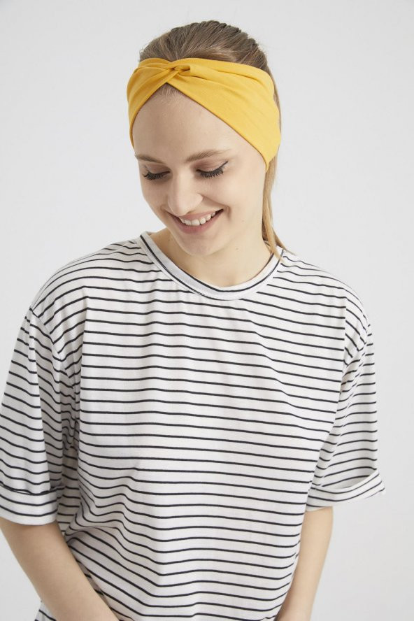 Hardal Sarısı butik tasarım Kadın Bandana Saç Bandı, ekstra yumuşak,  Esnek, Doğal, pamuklu Penye - Resim 8