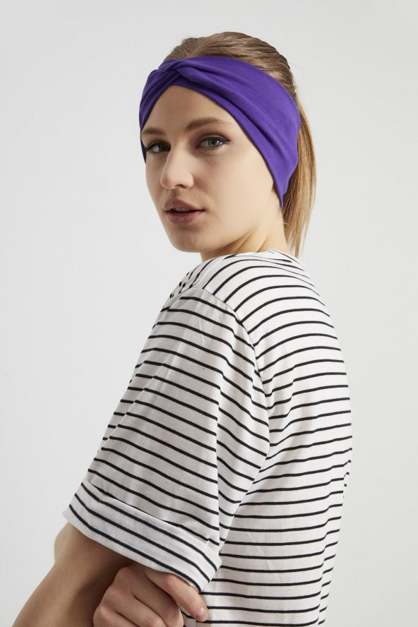 Trend mor, butik tasarım Kadın Bandana Saç Bandı, ekstra yumuşak,  Esnek, doğal, pamuklu Penye - 5