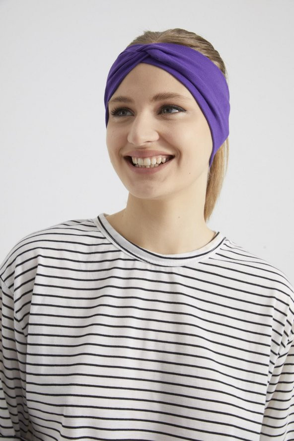 Trend mor, butik tasarım Kadın Bandana Saç Bandı, ekstra yumuşak,  Esnek, doğal, pamuklu Penye - 6