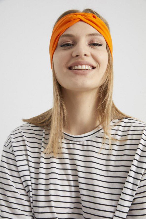 Stil turuncu, butik tasarım Kadın Bandana Saç Bandı, ekstra yumuşak, Esnek, doğal, pamuklu Penye - 8