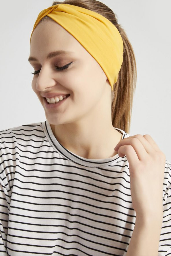 Hardal Sarısı butik tasarım Kadın Bandana Saç Bandı, ekstra yumuşak,  Esnek, Doğal, pamuklu Penye - Resim 10