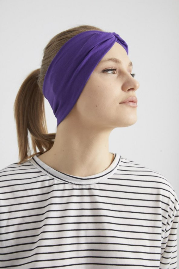 Trend mor, butik tasarım Kadın Bandana Saç Bandı, ekstra yumuşak,  Esnek, doğal, pamuklu Penye - 7