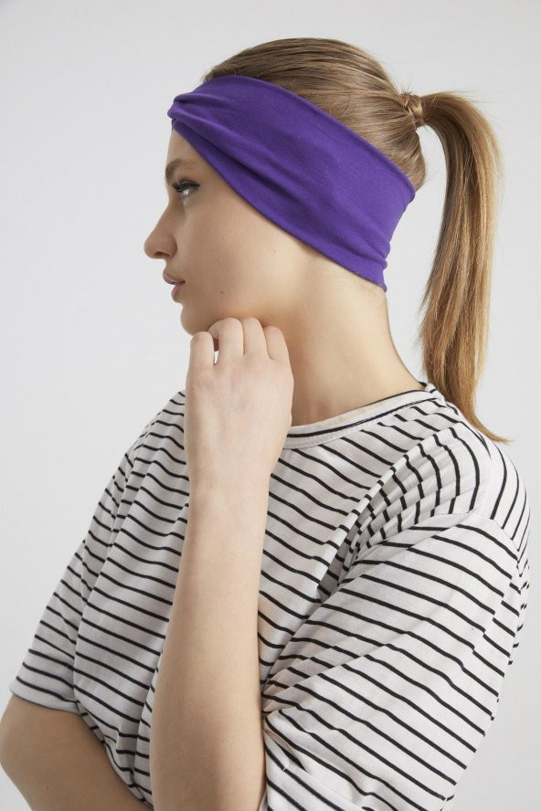 Trend mor, butik tasarım Kadın Bandana Saç Bandı, ekstra yumuşak,  Esnek, doğal, pamuklu Penye - 8