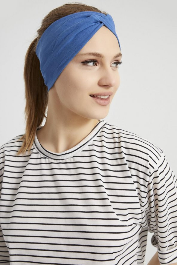 Derin Mavi, butik tasarım Kadın Bandana Saç Bandı, ekstra yumuşak,  Esnek, doğal, pamuklu Penye - 12
