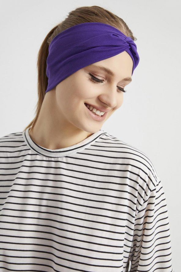 Trend mor, butik tasarım Kadın Bandana Saç Bandı, ekstra yumuşak,  Esnek, doğal, pamuklu Penye - 9