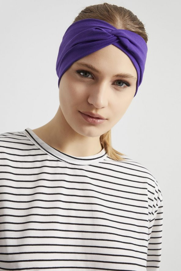 Trend mor, butik tasarım Kadın Bandana Saç Bandı, ekstra yumuşak,  Esnek, doğal, pamuklu Penye - 10