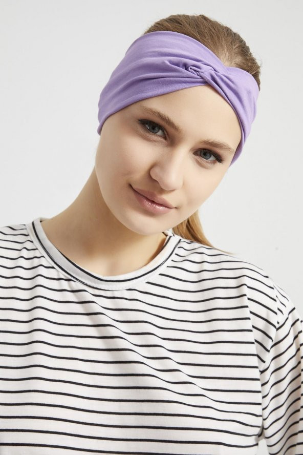 Eflatun menekşe butik tasarım Kadın Bandana Saç Bandı, ekstra yumuşak,  Esnek, doğal, pamuklu Penye - 1