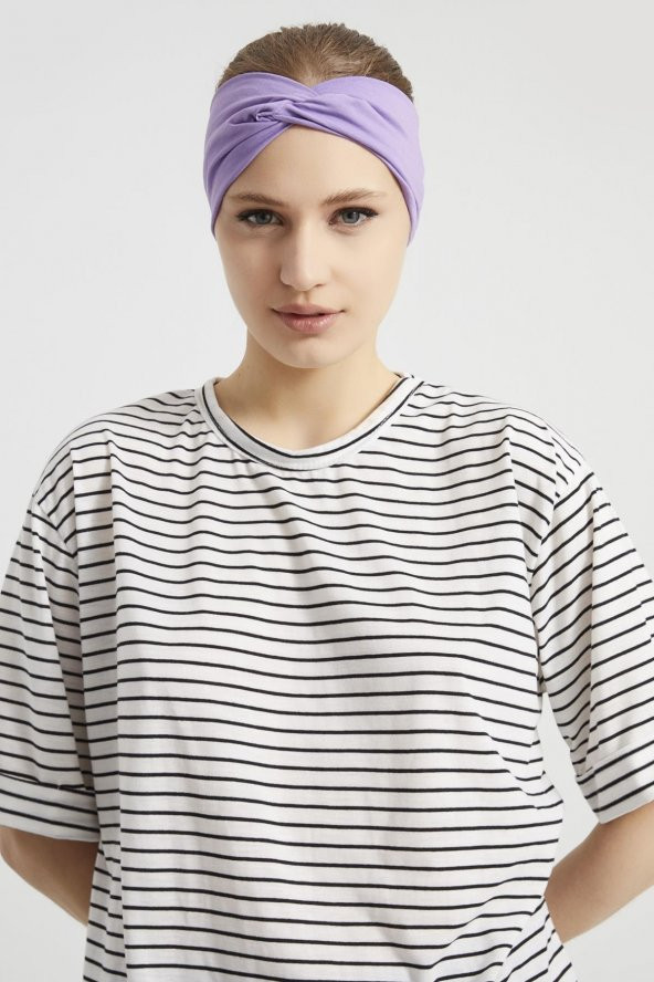 Eflatun menekşe butik tasarım Kadın Bandana Saç Bandı, ekstra yumuşak,  Esnek, doğal, pamuklu Penye - 3