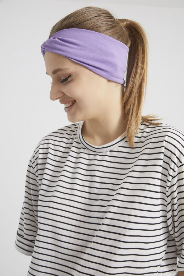 Eflatun menekşe butik tasarım Kadın Bandana Saç Bandı, ekstra yumuşak,  Esnek, doğal, pamuklu Penye - 4