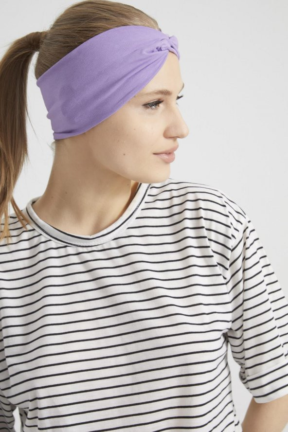 Eflatun menekşe butik tasarım Kadın Bandana Saç Bandı, ekstra yumuşak,  Esnek, doğal, pamuklu Penye - 5
