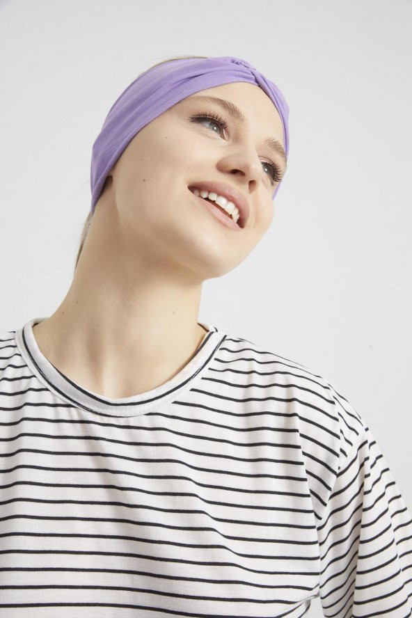 Eflatun menekşe butik tasarım Kadın Bandana Saç Bandı, ekstra yumuşak,  Esnek, doğal, pamuklu Penye - 7