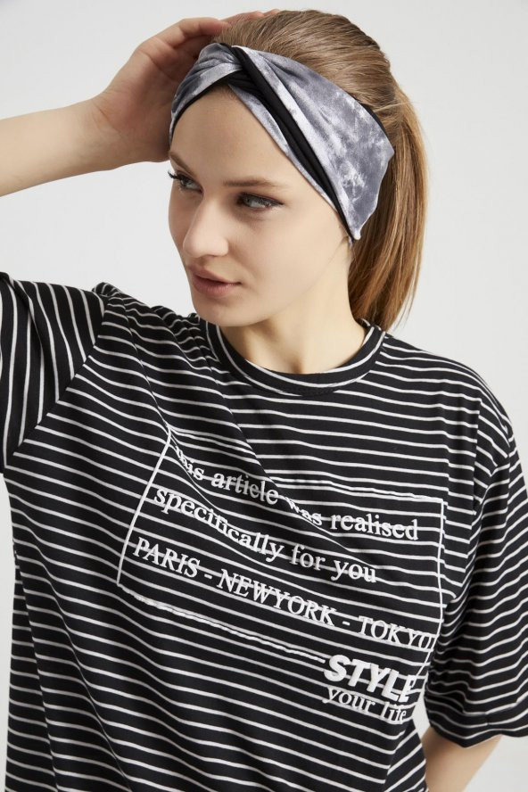 Batik siyah, butik tasarım Kadın Bandana Saç Bandı, ekstra yumuşak, Esnek, doğal, pamuklu Penye