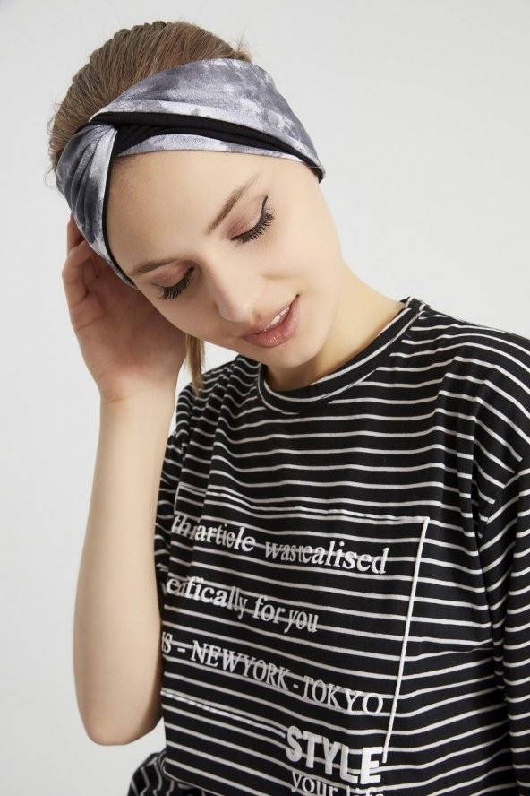 Batik siyah, butik tasarım Kadın Bandana Saç Bandı, ekstra yumuşak, Esnek, doğal, pamuklu Penye - 2