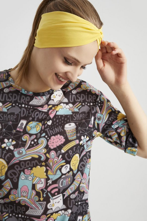 Yaşayan Sarı, butik tasarım Kadın Bandana Saç Bandı, ekstra yumuşak,  Esnek, doğal, pamuklu Penye - Resim 6