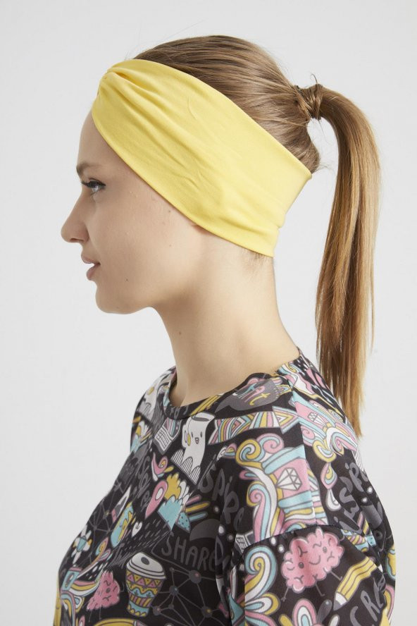 Yaşayan Sarı, butik tasarım Kadın Bandana Saç Bandı, ekstra yumuşak,  Esnek, doğal, pamuklu Penye - Resim 7