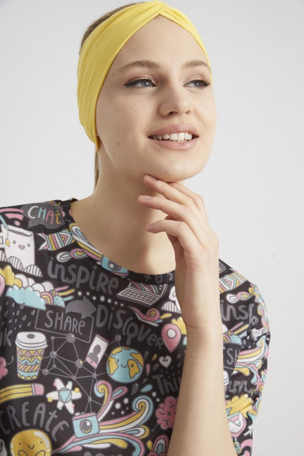 Yaşayan Sarı, butik tasarım Kadın Bandana Saç Bandı, ekstra yumuşak,  Esnek, doğal, pamuklu Penye - Resim 8