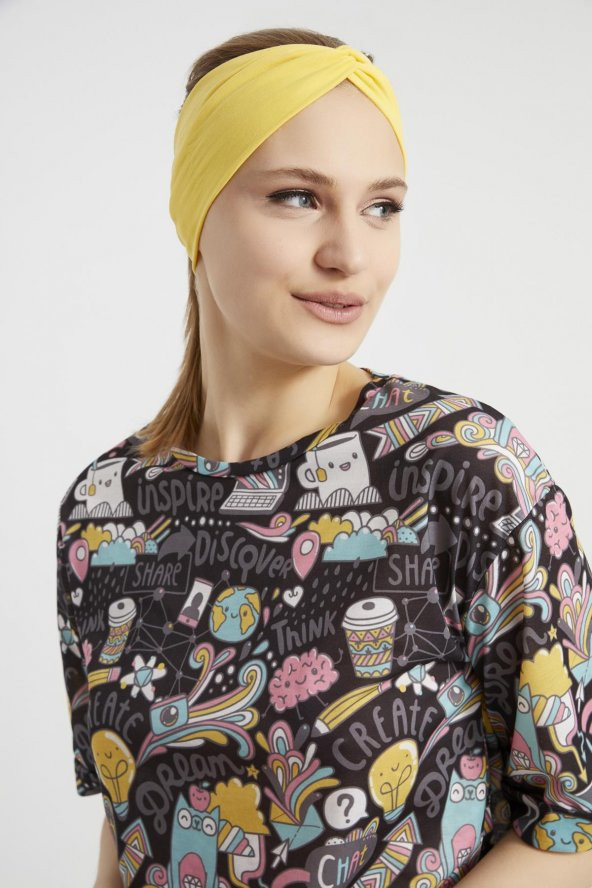 Yaşayan Sarı, butik tasarım Kadın Bandana Saç Bandı, ekstra yumuşak,  Esnek, doğal, pamuklu Penye - Resim 9