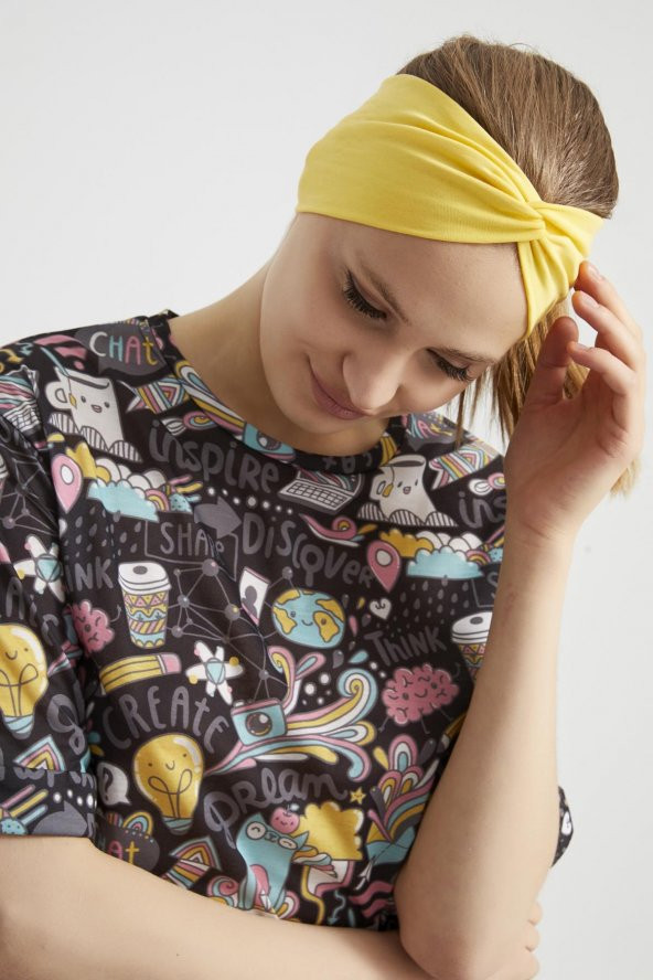 Yaşayan Sarı, butik tasarım Kadın Bandana Saç Bandı, ekstra yumuşak,  Esnek, doğal, pamuklu Penye - Resim 11