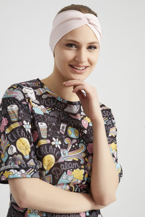 Şeker Pudra, butik tasarım Kadın Bandana Saç Bandı, ekstra yumuşak,  Esnek, doğal, pamuklu Penye - 7
