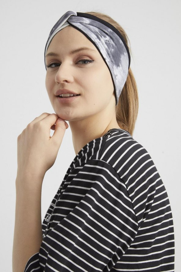 Batik  Siyah Beyaz, butik Kadın Bandana Saç Bandı, ekstra yumuşak,  Esnek, doğal, pamuklu Penye - Resim 8