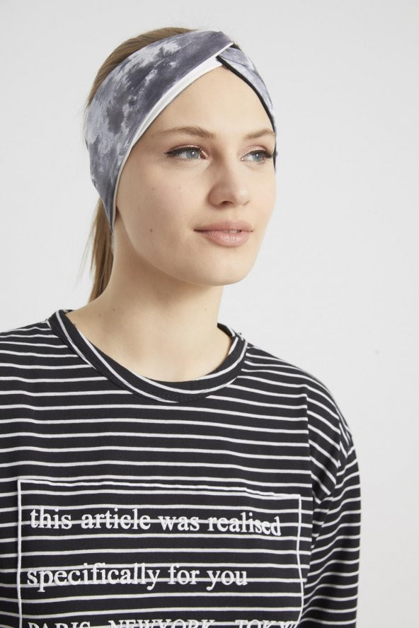 Batik  Siyah Beyaz, butik Kadın Bandana Saç Bandı, ekstra yumuşak,  Esnek, doğal, pamuklu Penye - Resim 12