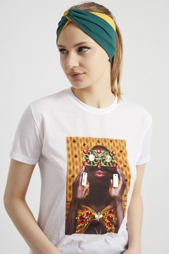 Zümrüt yeşili - Hardal, butik Kadın Bandana Saç Bandı, ekstra yumuşak,  Esnek, doğal, pamuklu Penye ürün görseli 1