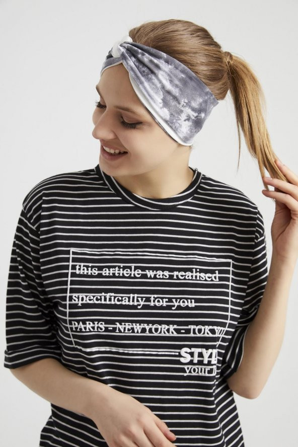 Batik Beyaz, butik tasarım Kadın Bandana Saç Bandı, ekstra yumuşak,  Esnek, doğal, pamuklu Penye - Resim 5