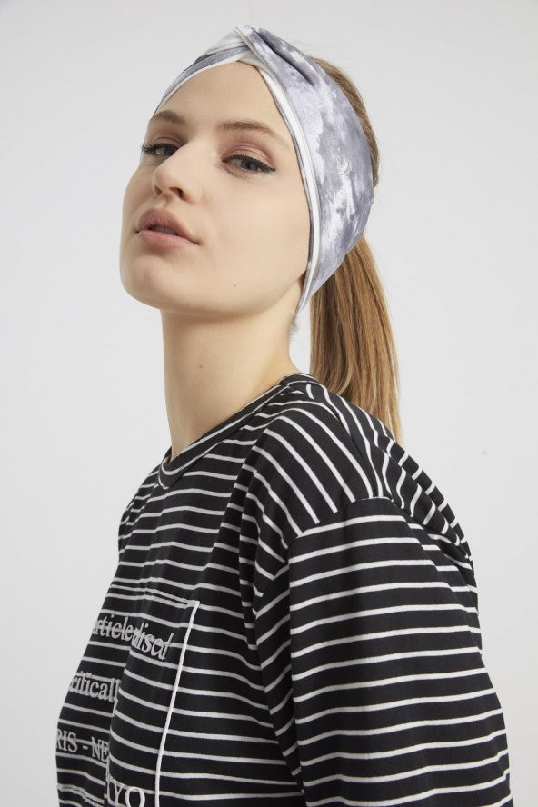 Batik Beyaz, butik tasarım Kadın Bandana Saç Bandı, ekstra yumuşak,  Esnek, doğal, pamuklu Penye - Resim 7