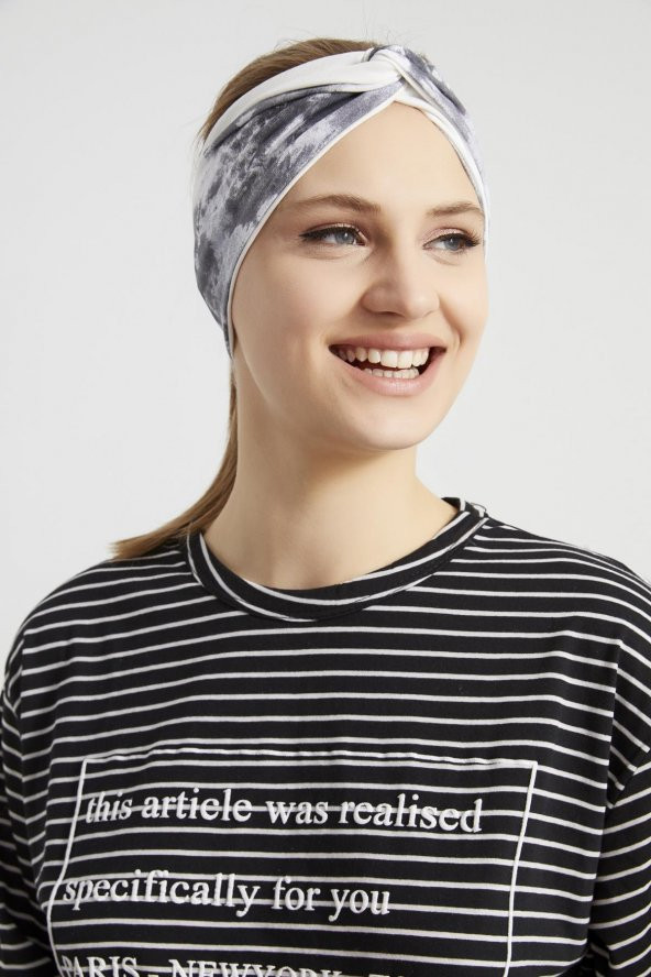 Batik Beyaz, butik tasarım Kadın Bandana Saç Bandı, ekstra yumuşak,  Esnek, doğal, pamuklu Penye - Resim 9