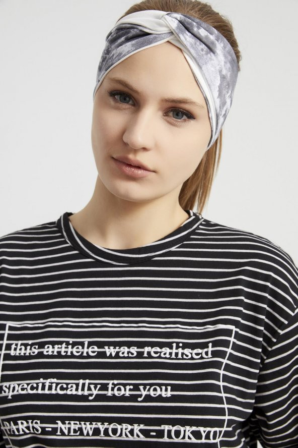 Batik Beyaz, butik tasarım Kadın Bandana Saç Bandı, ekstra yumuşak,  Esnek, doğal, pamuklu Penye - Resim 10