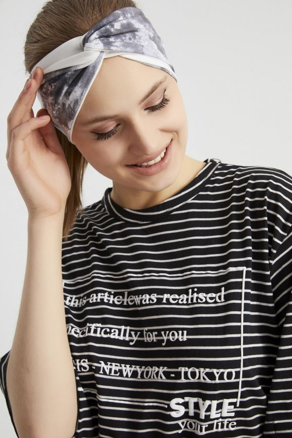 Batik Beyaz, butik tasarım Kadın Bandana Saç Bandı, ekstra yumuşak,  Esnek, doğal, pamuklu Penye - Resim 11