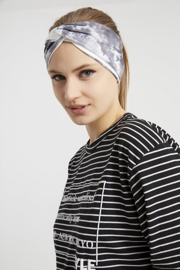 Batik Beyaz, butik tasarım Kadın Bandana Saç Bandı, ekstra yumuşak,  Esnek, doğal, pamuklu Penye - Resim 12