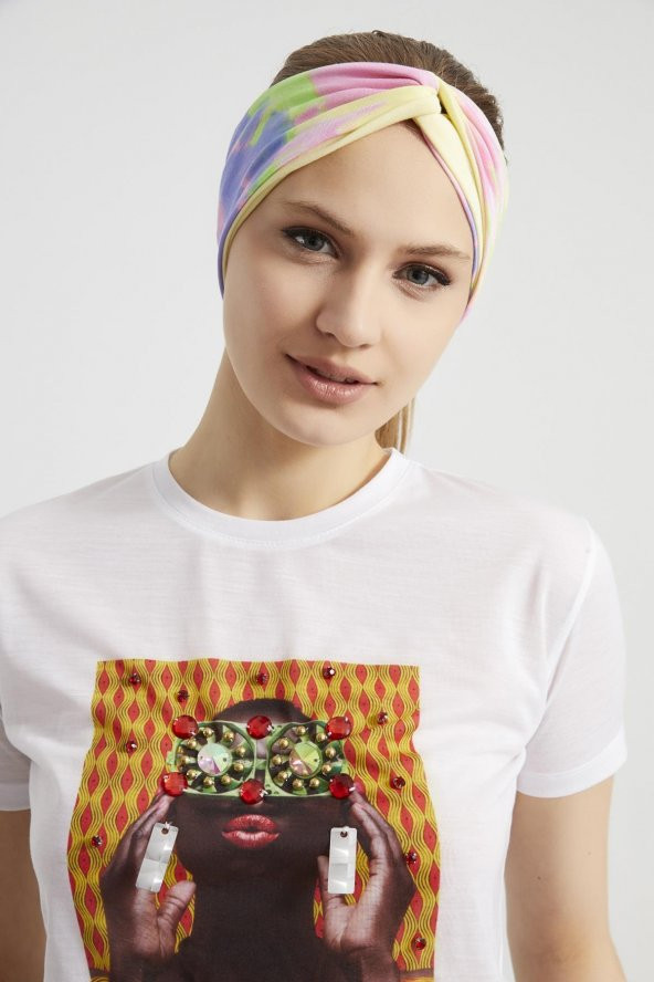 Batik Gökkuşağı, butik tasarım Kadın Bandana Saç Bandı, ekstra yumuşak,  Esnek, doğal, pamuklu Penye - Resim 2