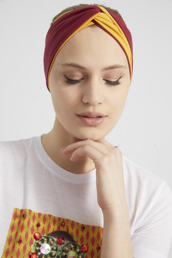 Hardal-vişne butik tasarım Kadın Bandana Saç Bandı, ekstra yumuşak,  Esnek, doğal, pamuklu Penye - 7