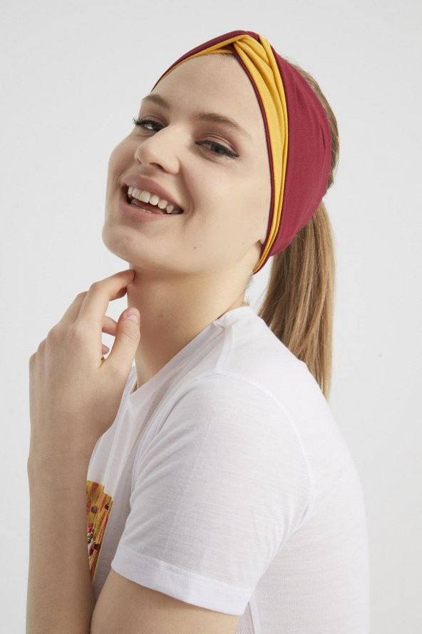 Hardal-vişne butik tasarım Kadın Bandana Saç Bandı, ekstra yumuşak,  Esnek, doğal, pamuklu Penye - 8