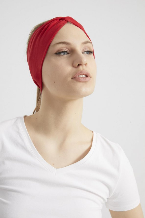 Kırmızı, butik tasarım Kadın Bandana Saç Bandı, ekstra yumuşak,  Esnek, doğal, pamuklu Penye - 7