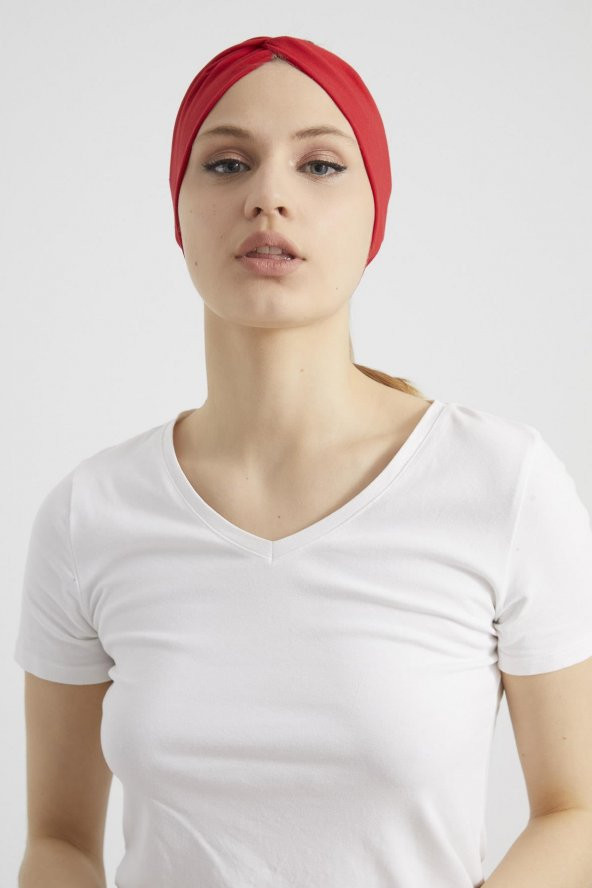 Kırmızı, butik tasarım Kadın Bandana Saç Bandı, ekstra yumuşak,  Esnek, doğal, pamuklu Penye - 8