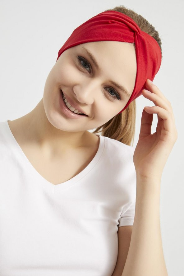 Kırmızı, butik tasarım Kadın Bandana Saç Bandı, ekstra yumuşak,  Esnek, doğal, pamuklu Penye - 9