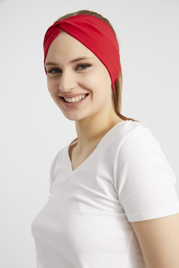 Kırmızı, butik tasarım Kadın Bandana Saç Bandı, ekstra yumuşak,  Esnek, doğal, pamuklu Penye - 10