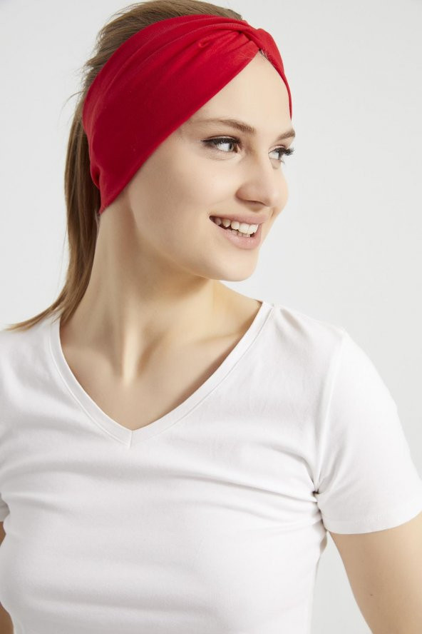 Kırmızı, butik tasarım Kadın Bandana Saç Bandı, ekstra yumuşak,  Esnek, doğal, pamuklu Penye - 11