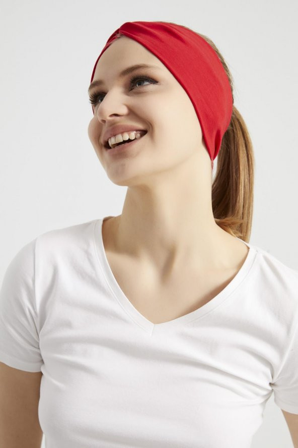 Kırmızı, butik tasarım Kadın Bandana Saç Bandı, ekstra yumuşak,  Esnek, doğal, pamuklu Penye - 12