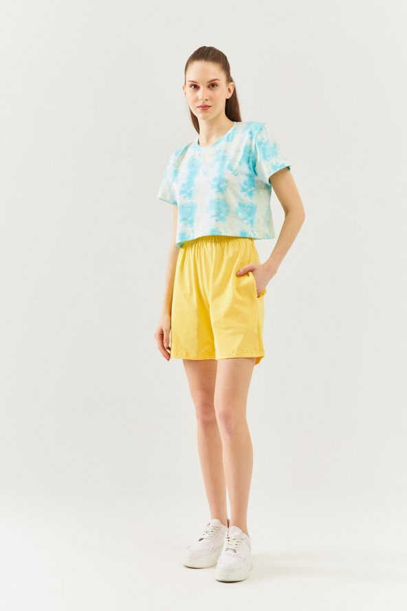 Batik Doğa Oversize Rahat %100 Pamuklu Penye Bisiklet Yaka Kısa Kol Basic Crop T-Shirt - 4