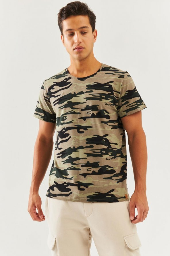 Kamuflaj Oversize Rahat %100 Pamuklu Penye Bisiklet Yaka Kısa Kol Basic T-Shirt  Classic Collection